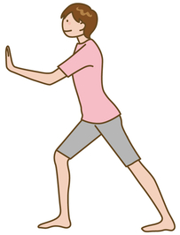 手で壁を押しながらアキレス腱のストレッチ